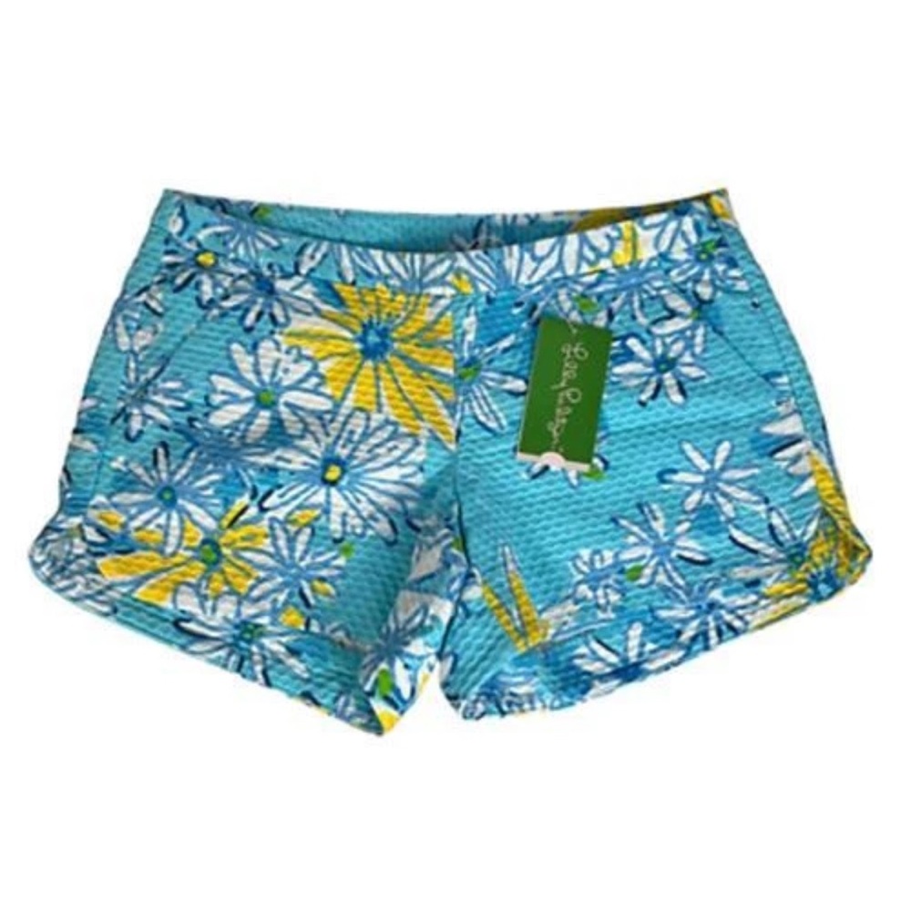 Lilly Pulitzer Adie Daisy Dance High Waist Blue and Yellow Shorts